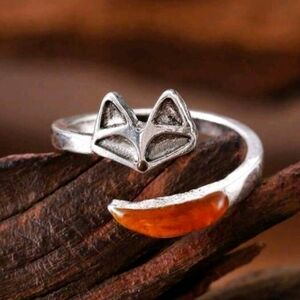 Silver Fox Ring with Orange Accent